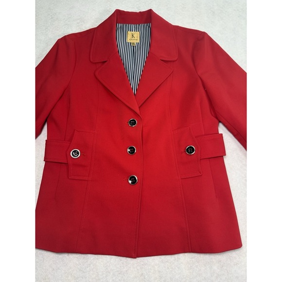 Kasper Red Blazer Women's Size 8 Button Front Lined Career Jacket - Picture 2 of 13